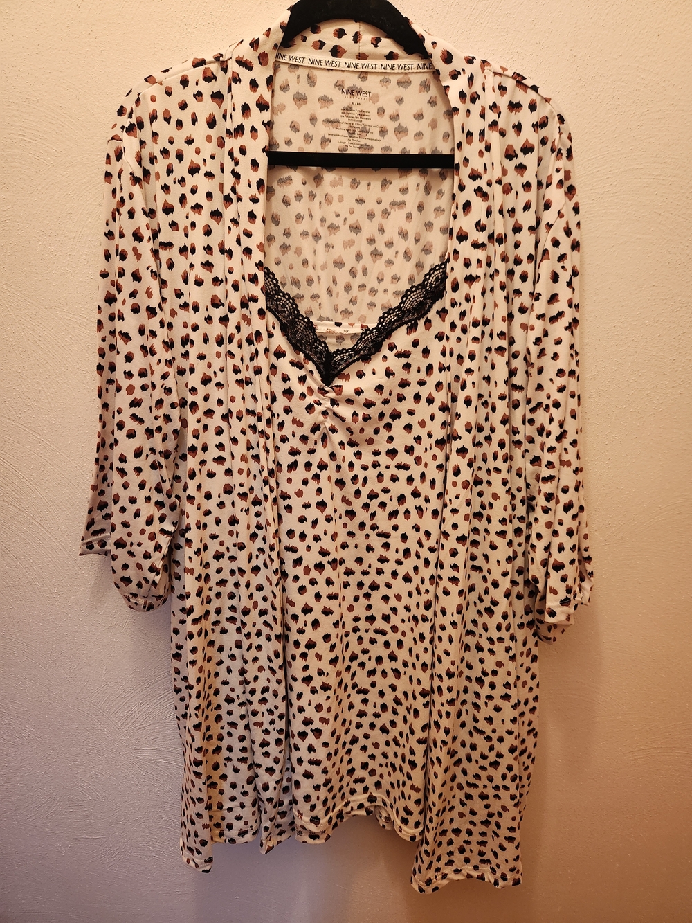 Nine West 2 Piece Animal Print Pajama Set Size XL